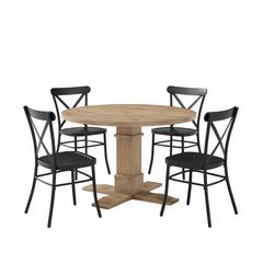 Joanna 5-Piece Round Dining Table Set W/Camille Chairs - Table & 4 Chairs
