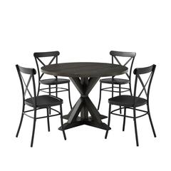Hayden 5-Piece Round Dining Table Set W/Camille Chairs - Table & 4 Chairs