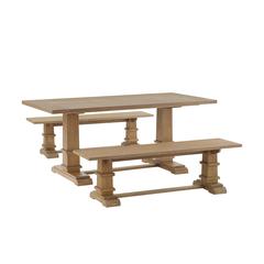 Joanna 3-Piece Dining Table Set For 6 - Table & 2 Benches