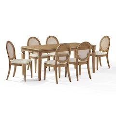 Katia 7Pc Dining Table Set For 6 Cane-Back Chairs - Table & 6 Cane-Back Chairs