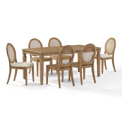 Katia 7Pc Dining Set With Table, 4 Cane-Back Chairs, & 2 Cane-Back Chairs