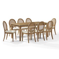 Katia 9Pc Dining Table Set For 8 Cane-Back Chairs - Table & 8 Cane-Back Chairs