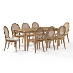 Katia 9Pc Dining Set With Table, 6 Cane-Back & 2 Cane-Back Chairs