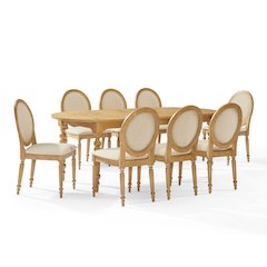 Daphne 9-Piece Dining Set For 8 Rustic Brown/Crème - Table & 8 Chairs