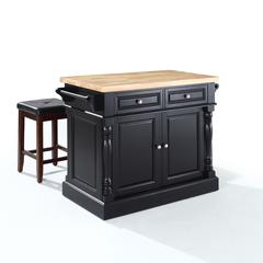 Oxford Kitchen Island W/Square Seat Stools