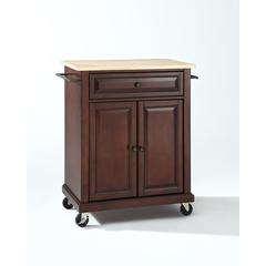 Compact Wood Top Kitchen Cart