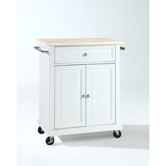 Compact Wood Top Kitchen Cart