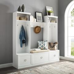 Harper 4-Piece Entryway Set - Bench, Shelf, & 2 Hall Trees