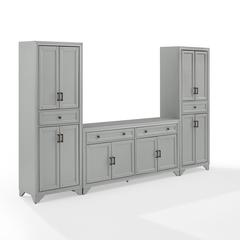 3-Piece Entertainment Center with Sideboard and Storage Pantries