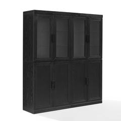 Essen 2Pc Pantry Storage Cabinet W/Glass Door Hutch Set - 2 Pantries