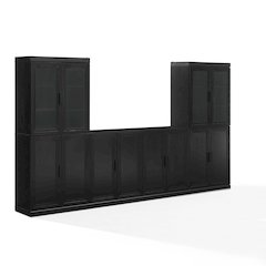 3-Piece Sideboard And Glass Door Pantry Set, Sideboard, 2 Glass Door Pantries