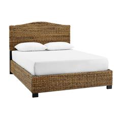 Serena Rattan Queen Bed - Headboard, Footboard, Side Rails, & Slats
