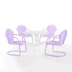 Tulip 5Pc Retro Outdoor Dining Set - Dining Table & 4 Chairs