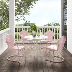 Tulip 5Pc Retro Outdoor Dining Set - Dining Table & 4 Chairs