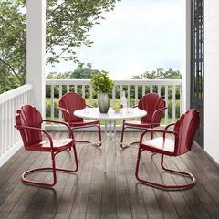 Tulip 5Pc Retro Outdoor Dining Set - Dining Table & 4 Chairs