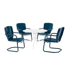 Ridgeland 5Pc Round Retro Outdoor Dining Set - Dining Table & 4 Chairs
