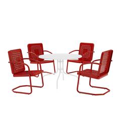 Bates 5Pc Round Retro Outdoor Dining Set - Dining Table & 4 Armchairs