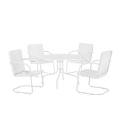 Bates 5Pc Round Retro Outdoor Dining Set - Dining Table & 4 Armchairs