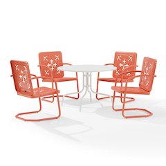 Azalea 5-Piece Round Retro Outdoor Dining Set - Table & 4 Chairs
