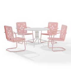 Azalea 5-Piece Round Retro Outdoor Dining Set - Table & 4 Chairs
