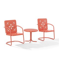 Azalea 3-Piece Retro Outdoor Chair Set - Side Table & 2 Chairs