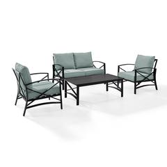 Kaplan 4Pc Outdoor Loveseat Furniture Set, Loveseat, Coffee Table, & Two Chairs