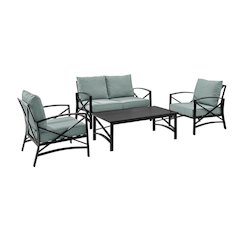 Outdoor 4-Piece Furniture Set with Loveseat, Coffee Table, & Two Chairs