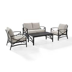 Kaplan 4Pc Outdoor Loveseat Furniture Set, Loveseat, Coffee Table, & Two Chairs