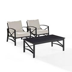 Kaplan 3Pc Outdoor Chair Set - Coffee Table & 2 Chairs