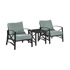 Outdoor Furniture Set with Side Table and 2 Chairs in Oil Rubbed Bronze Finish