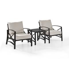 Kaplan 3Pc Outdoor Chair Set - Side Table & 2 Chairs