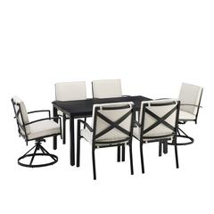 Kaplan 7Pc Outdoor Dining Set - Table, 2 Swivel Chairs, & 4 Regular Chairs