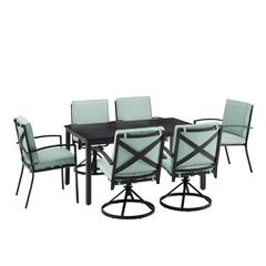 Kaplan 7Pc Outdoor Dining Set Mist/Oil Rubbed Bronze - Table, 4 Swivel Chairs, & 2 Regular Chairs