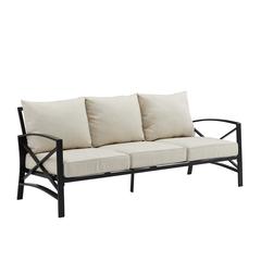 Stylish Outdoor Metal Sofa in Oatmeal and Oil Rubbed Bronze Finish