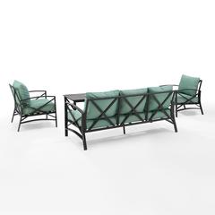 Kaplan 4Pc Outdoor Sofa Patio Furniture Set - Sofa, Coffee Table, & 2 Arm Chairs