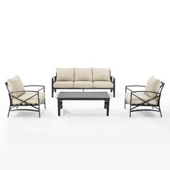 Kaplan 4Pc Outdoor Sofa Patio Furniture Set - Sofa, Coffee Table, & 2 Arm Chairs