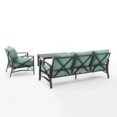 Kaplan 3Pc Outdoor Sofa Patio Furniture Set - Sofa, Arm Chair, & Coffee Table