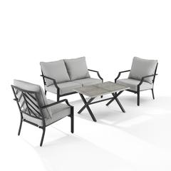 Otto 4Pc Outdoor Loveseat Furniture Set, Loveseat, Coffee Table, & 2 Armchairs