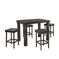 Palm Harbor 5Pc Counter Height Wicker Outdoor Dining Set - Table & 4 Stools