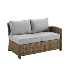 Right Side Outdoor Sectional Sofa with Brown Rattan and Gray Cushions