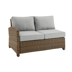 Left Side Outdoor Sectional Sofa with Brown Rattan and Gray Cushions