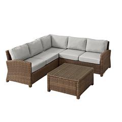 4Pc Outdoor Sectional Set, Right&Left Loveseat, Corner Chair, Coffee Table