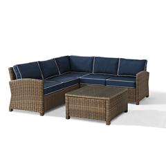4Pc Outdoor Furniture Set, Right & Left Loveseat, Corner Chair, Coffee Table