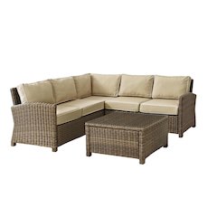 4Pc Outdoor Furniture Set, Right & Left Loveseat, Corner Chair, Coffee Table