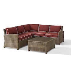 4Pc Outdoor Furniture Set, Right & Left Loveseat, Corner Chair, Coffee Table