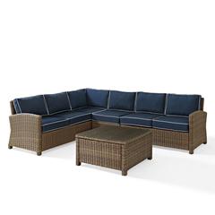 5Pc Outdoor Furniture Set, Right&Left Loveseat, Corner&Center Chair,Coffee Table