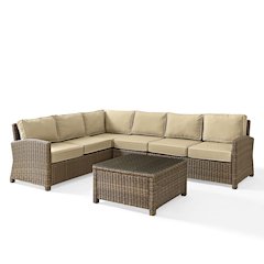 5Pc Outdoor Furniture Set,Right&Left Loveseat, Corner&Center Chair, Coffee Table