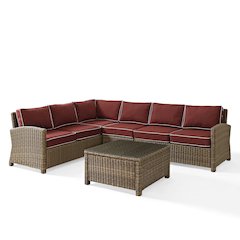 5Pc Outdoor Furniture Set,Right&Left Loveseat, Corner&Center Chair, Coffee Table