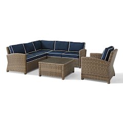 5Pc Outdoor Furniture Set,Right&Left Loveseat, Corner&Arm Chair, Coffee Table