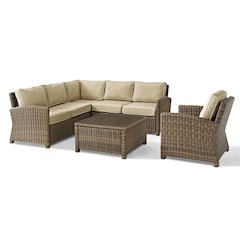 5Pc Outdoor Furniture Set, Right&Left Loveseat, Corner&Arm Chair, Coffee Table
